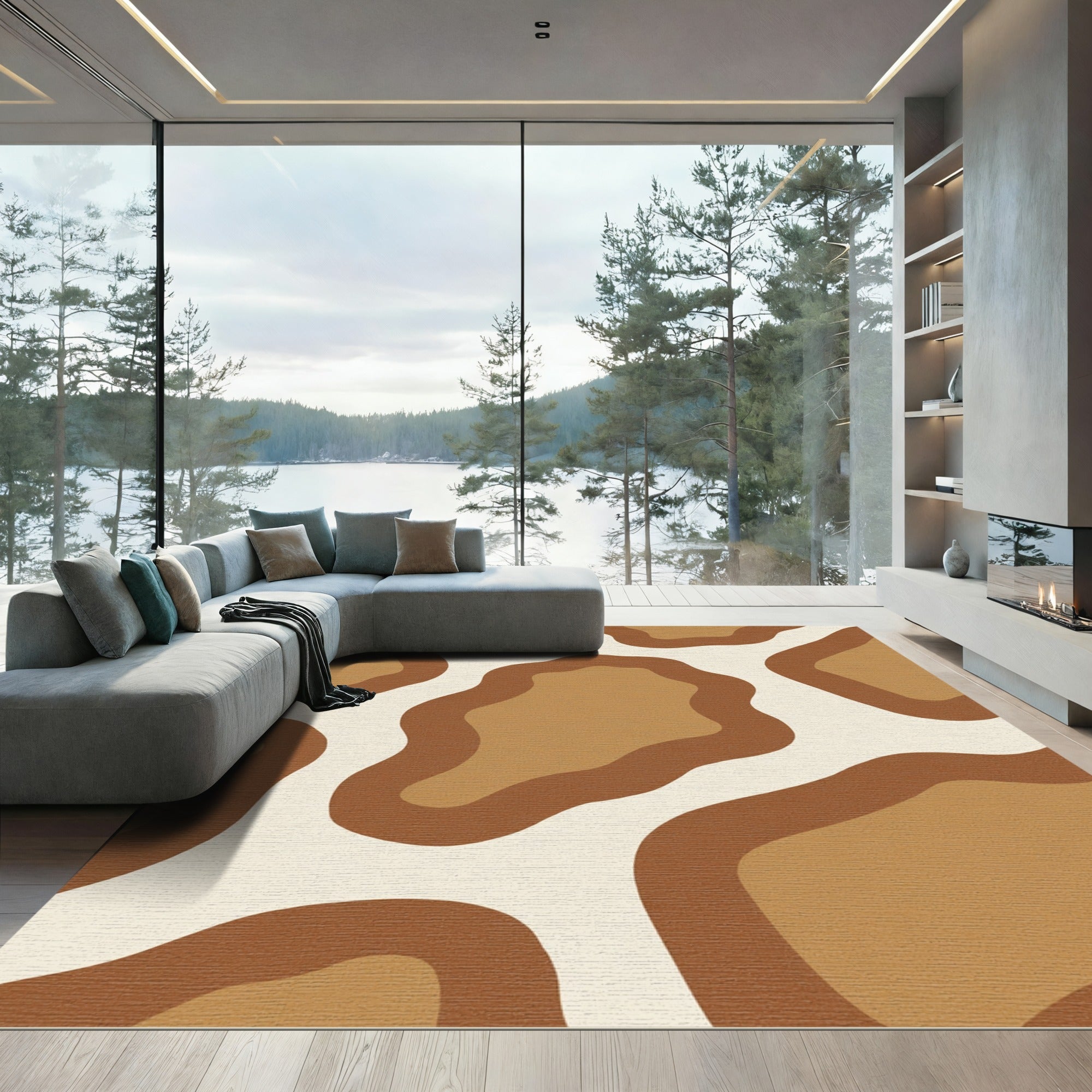 Earthy Brown Organic Blob Rug