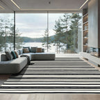 Black White Striped Ground Rug