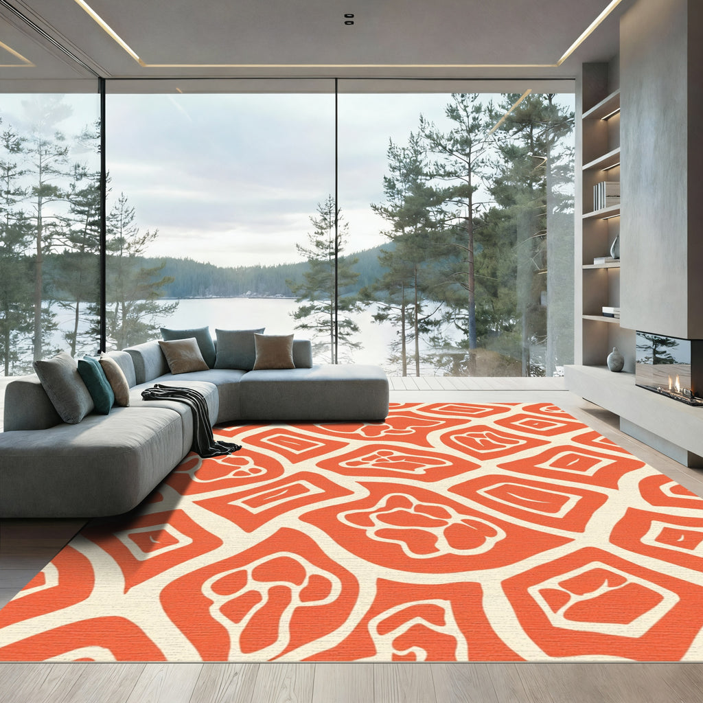 Orange Cream Organic Irregular Shapes Rug