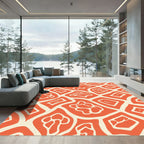 Orange Cream Organic Irregular Shapes Rug