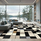 Geometric Block Inlay Neutral Palette Rug