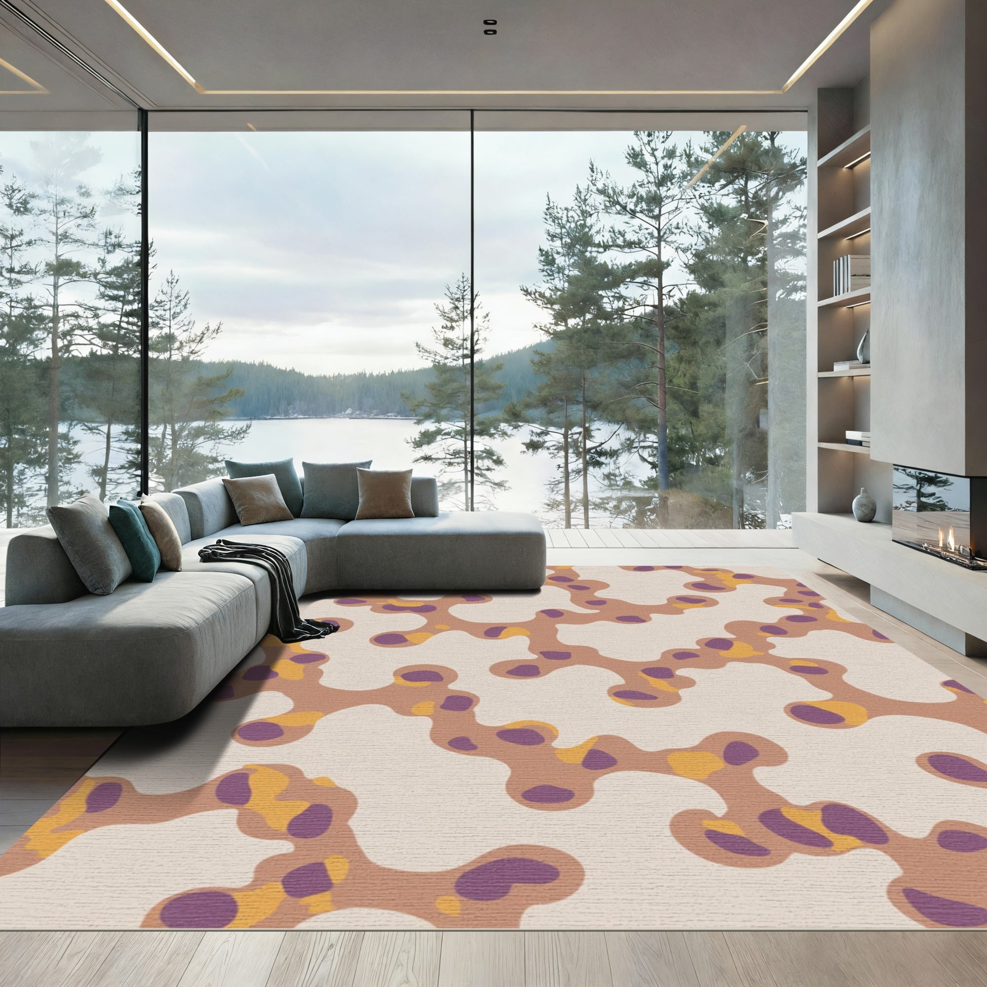 Abstract Organic Coral Shape Rug