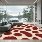Crimson Blotches Creamy Organic Forms Rug