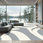 Gray Cream Abstract Swirl Rug