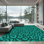 Aqua Teal Organic Blob Rug