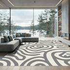 Minimalist Gray Swirls Cream Rug
