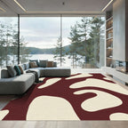 Deep Crimson Organic Blob Abstract Rug