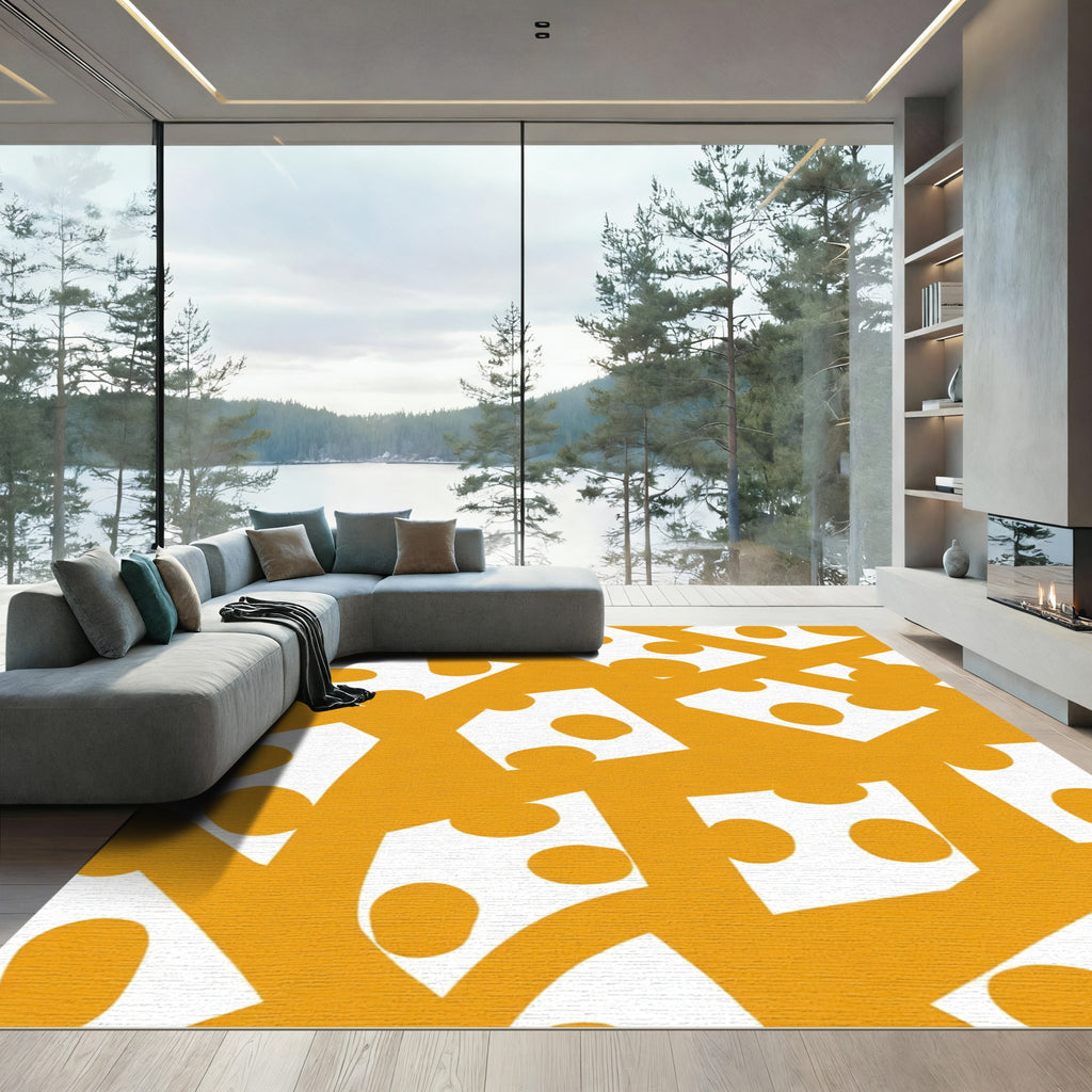 Golden Ochre Polka Dot Overlay Rug