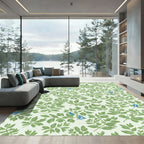 Green Leafy Branches Blue Birds Rug
