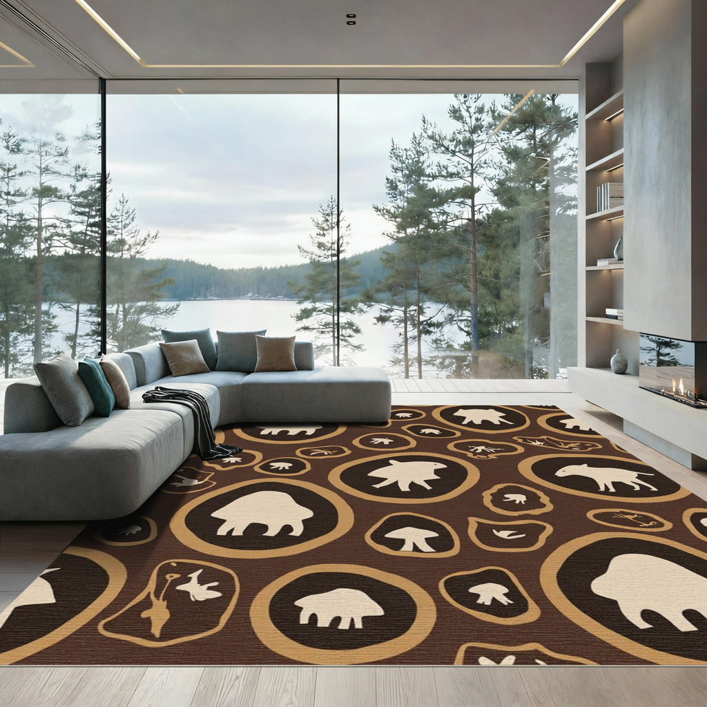 Brown Beige Organic Animal Shapes Rug