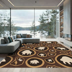 Brown Beige Organic Animal Shapes Rug