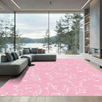 Pink Abstract Line Drawing Figures Rug
