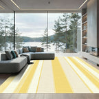 Sunny Yellow Cream Vertical Stripes Rug