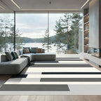 Abstract Monochrome Horizontal Blocks Rug