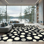 Monochrome Polka Dot Whimsical Circles Rug