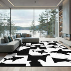 Black White Shark Silhouette Composition Rug