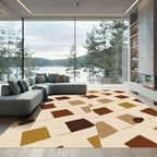 Earthy Brown Ochre Woven Squares Rug