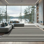 Classic Black Cream Stripe Rug