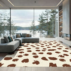 Brown Blotches Scattered Cream Background Rug
