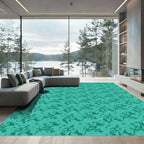 Teal Abstract Watercolor Swirl Rug