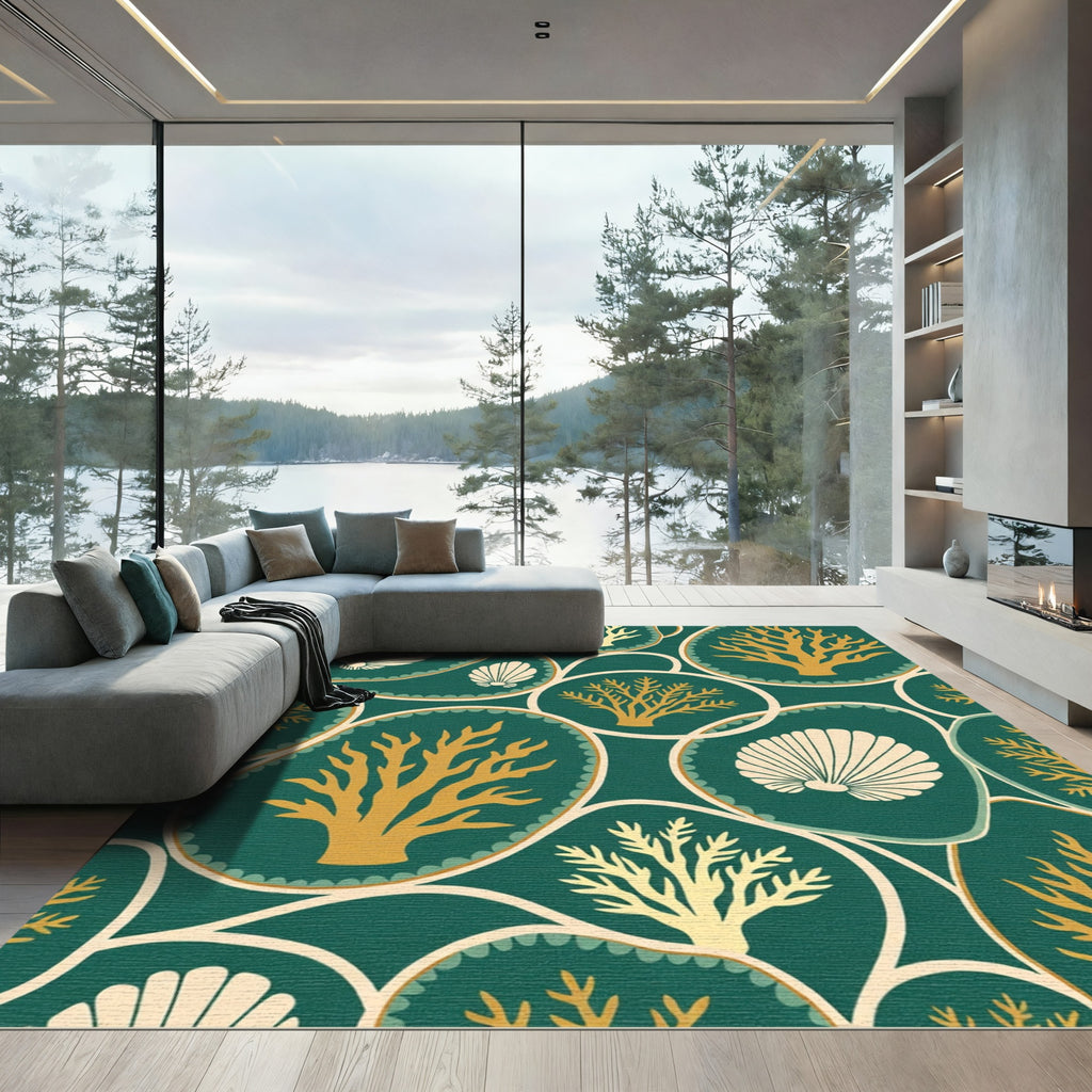 Oceanic Coral Shell Motif Rug