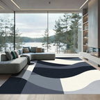 Monochromatic Abstract Mid-Century Waves Rug
