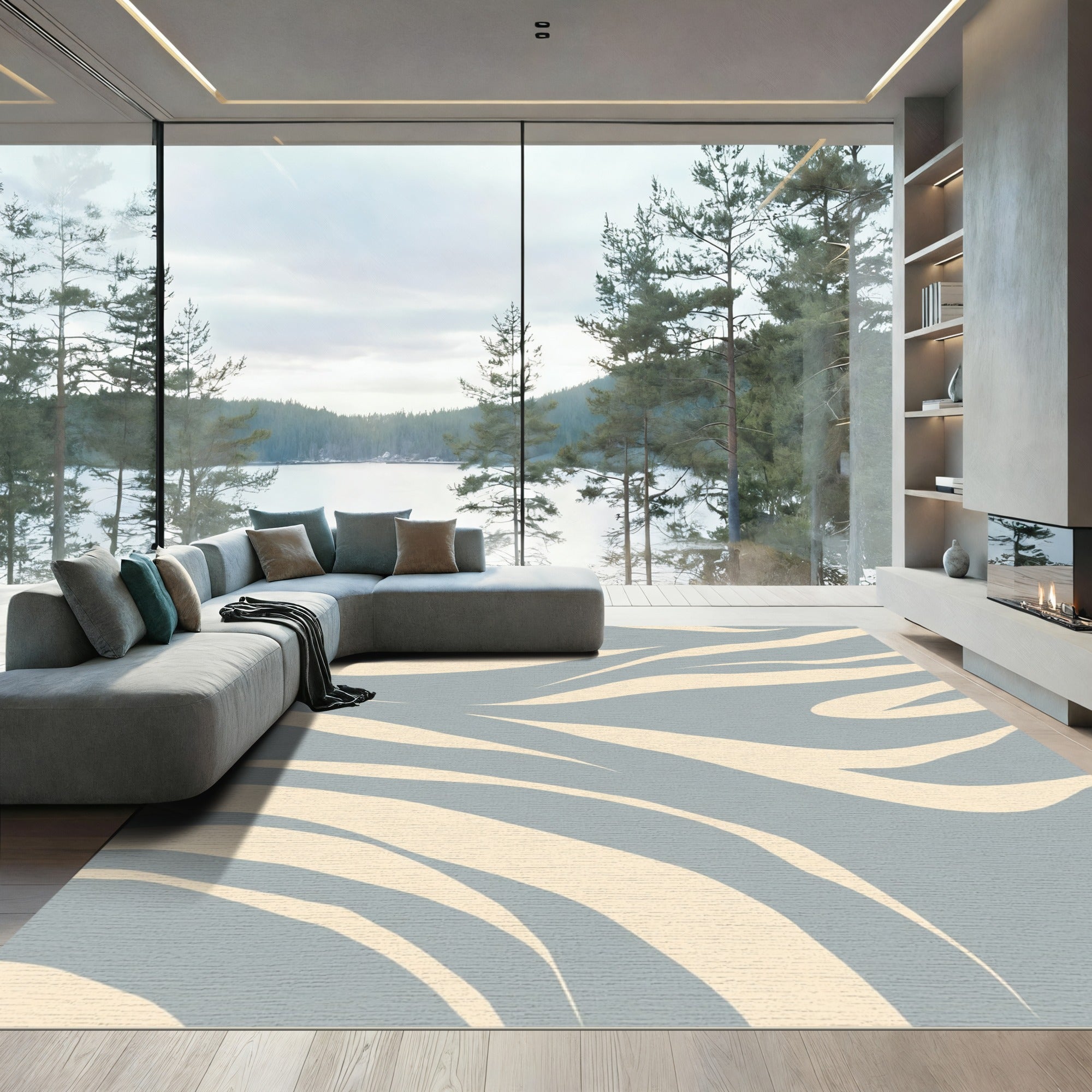 Pale Cream Abstract Animal Stripe Rug