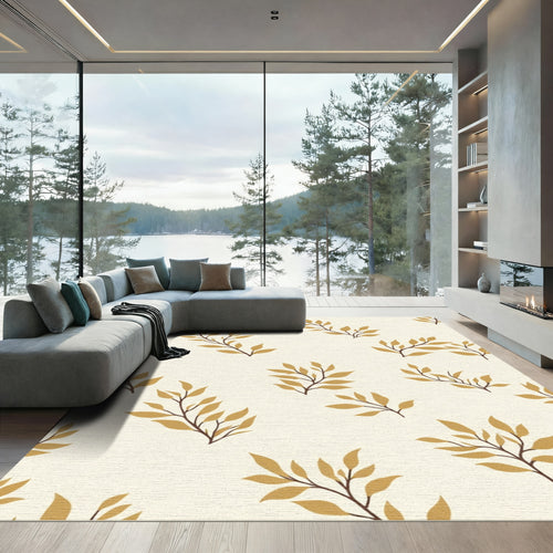 Autumn Leaf Branches Cream Rug