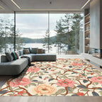 Peony Blossom Branch Vintage Floral Rug