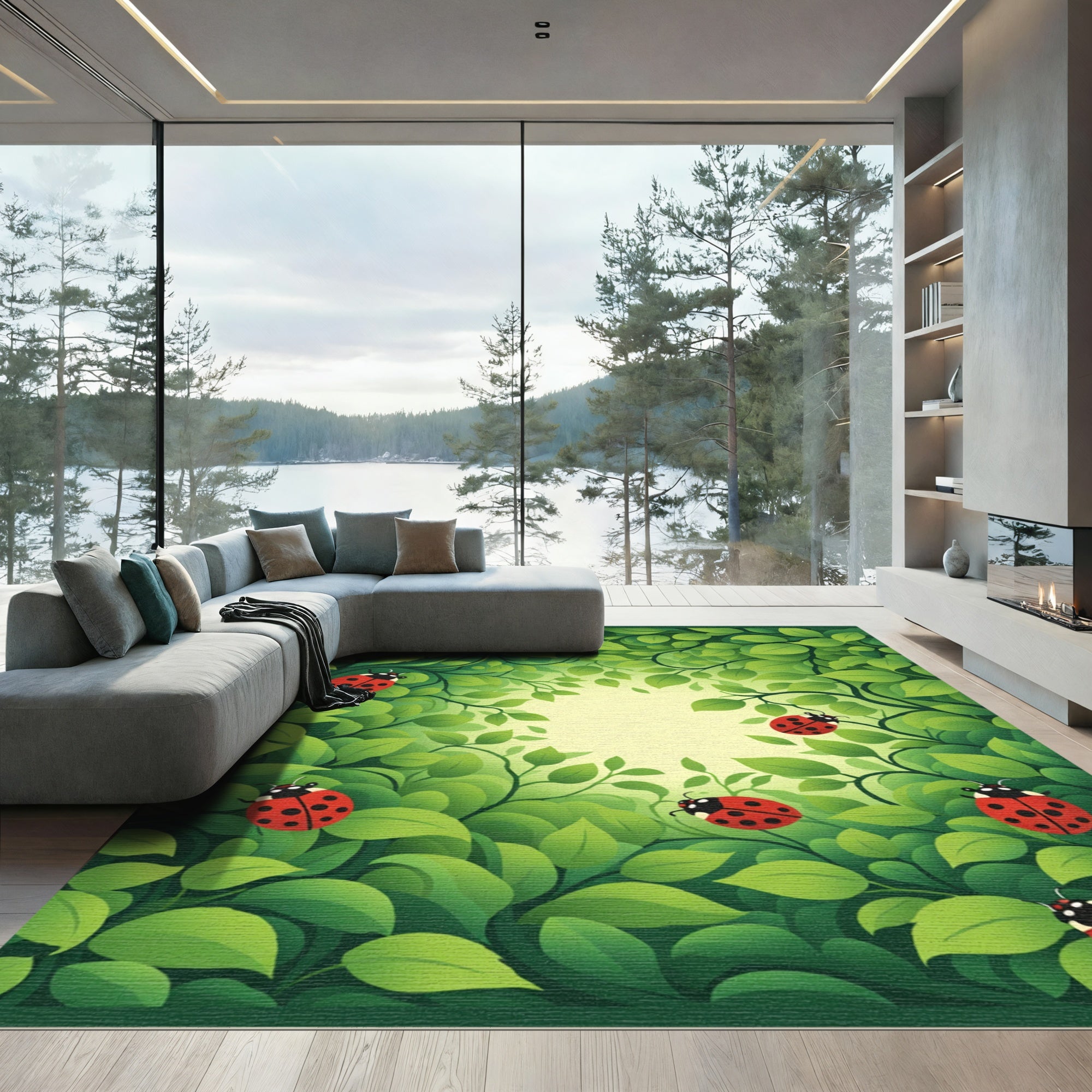 Whimsical Ladybug Foliage Garden Rug