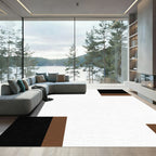 Geometric Brown Black Corner Accent Rug