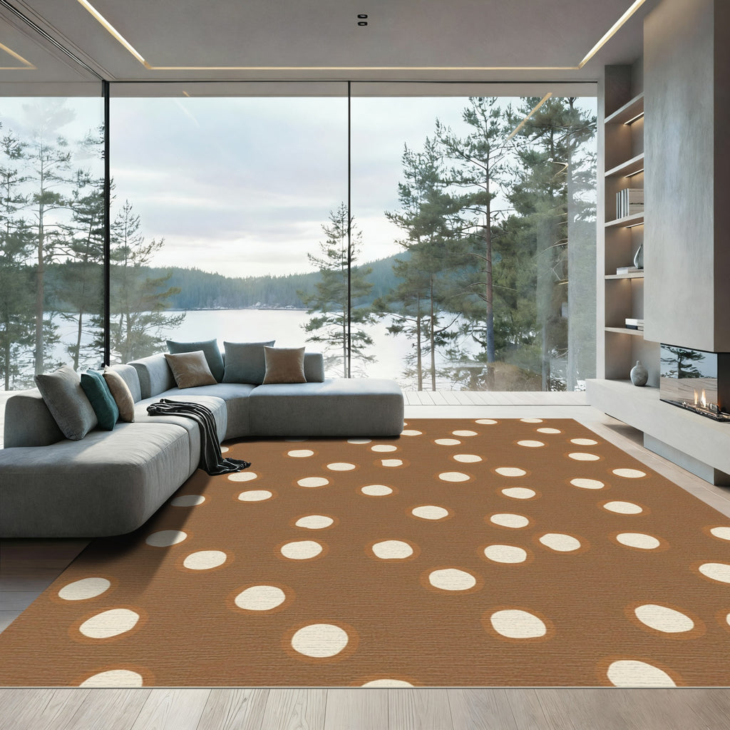 Neutral Scattered Circles Composition Rug
