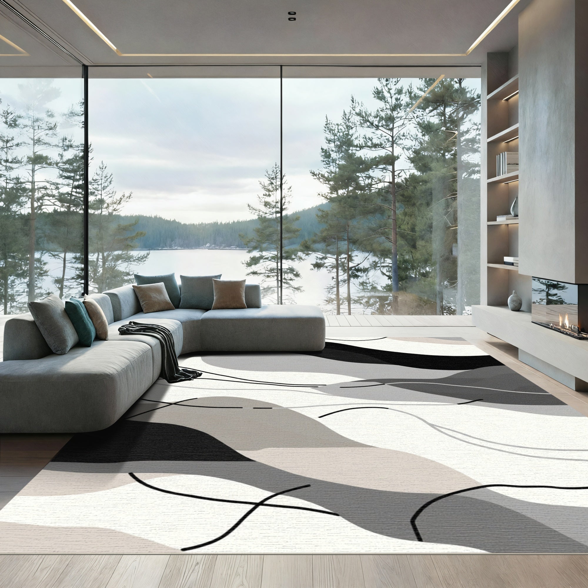 Mono Wave Organic Flow Rug