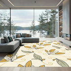 Golden Ochre Leaf Swirl Arrangement Rug