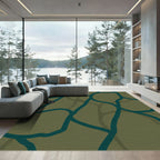 Teal Abstract Organic Net Rug