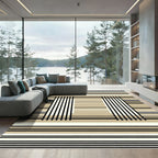 Modern Tan Stripe Contemporary Accent Rug
