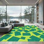Teal Geometric Frame Cluster Rug