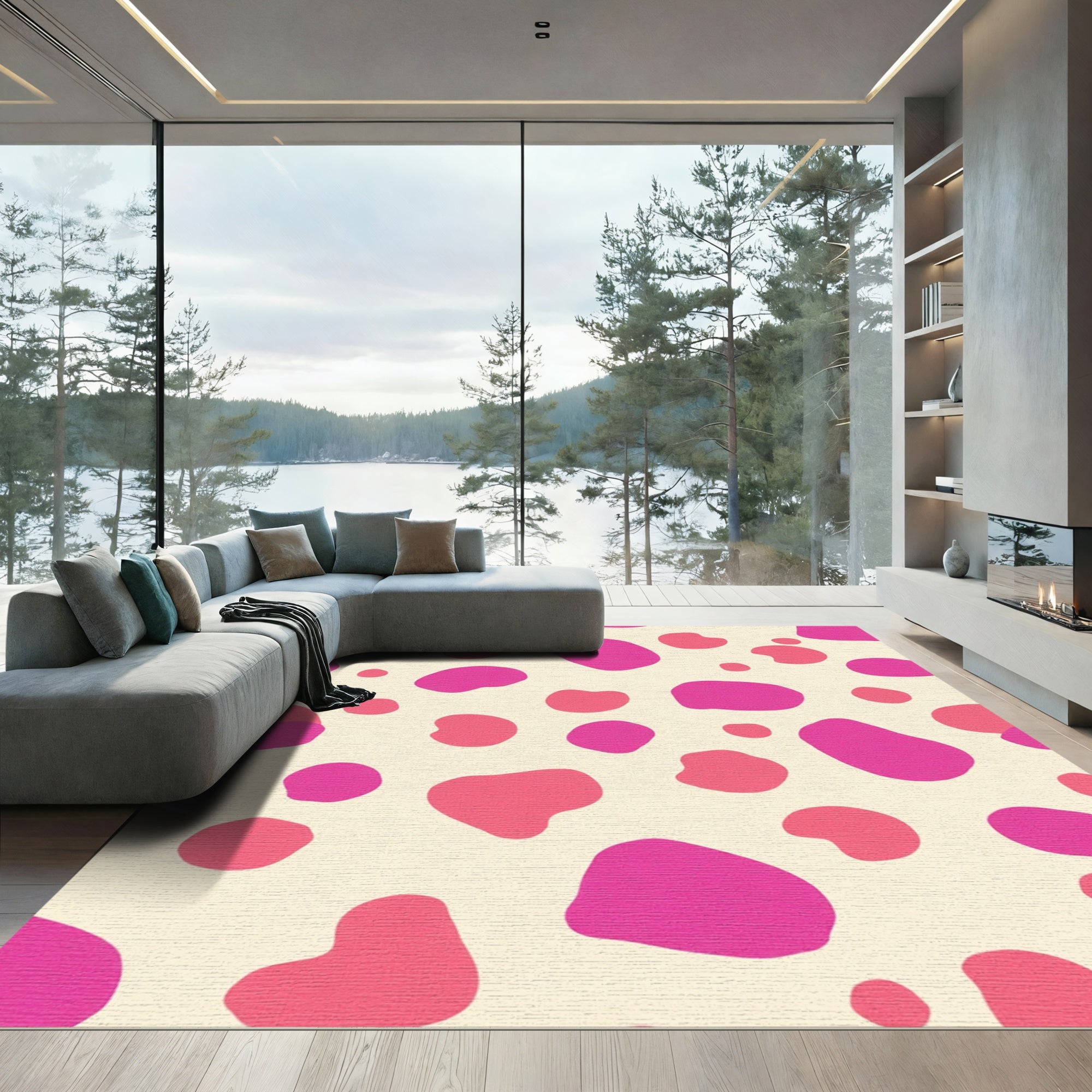 Pink and Coral Blob Scatter Rug