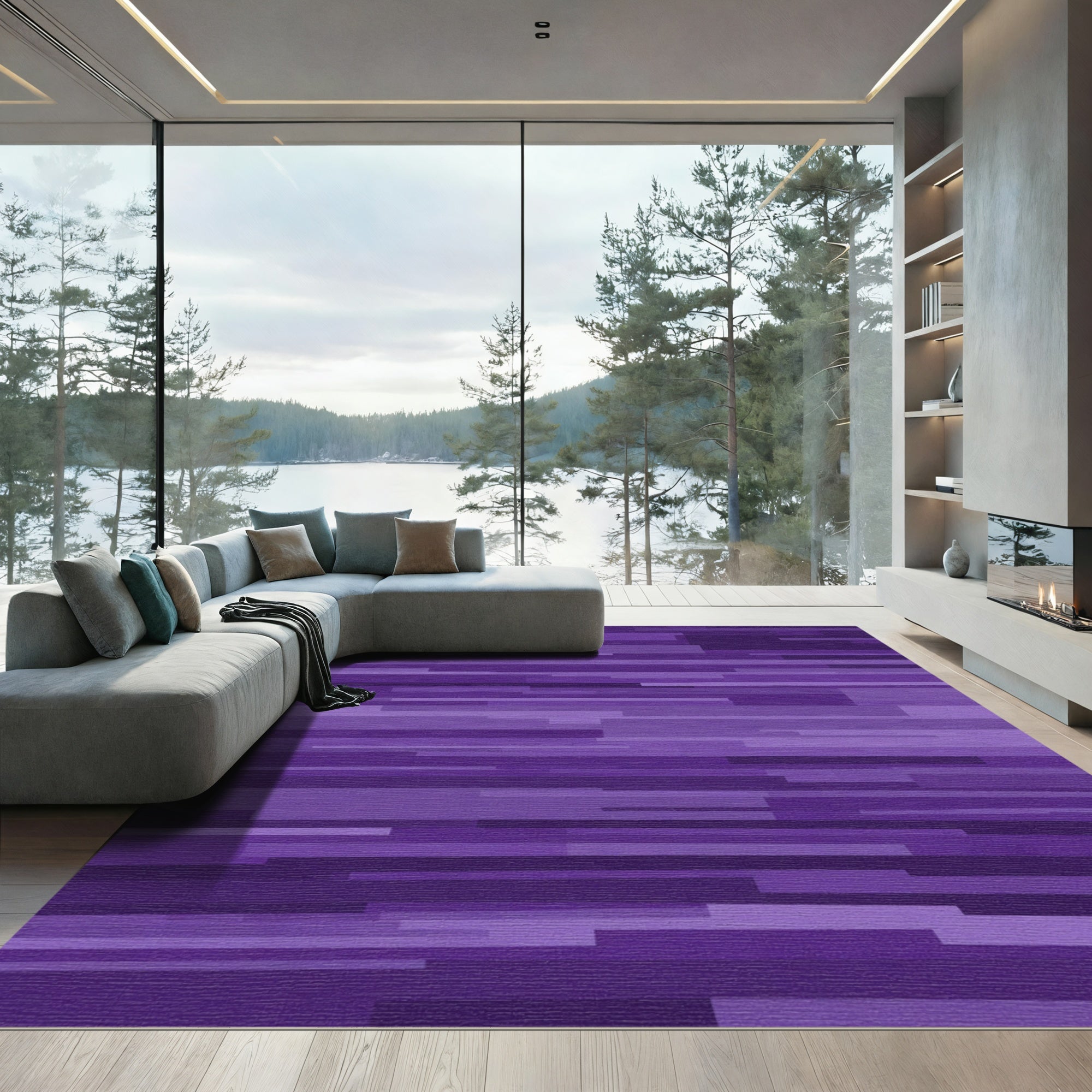 Amethyst Hues Horizontal Line Rug