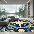 Nautical Starfish Octopus Seashell Waves Rug
