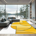 Abstract Yellow Gold Geometric Segments Rug