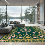 Emerald Pink Floral Ornate Medallion Rug