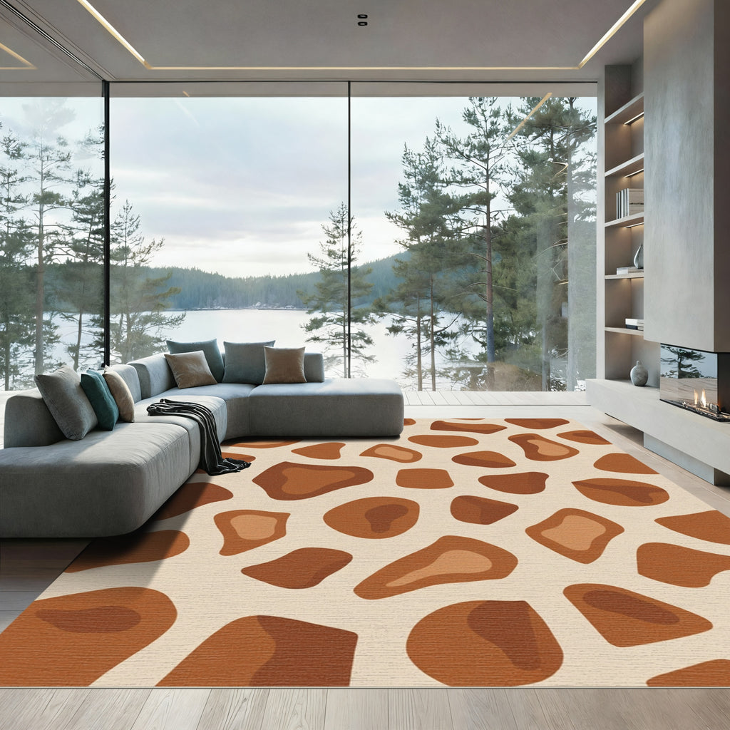 Warm Brown Giraffe Spot Rug
