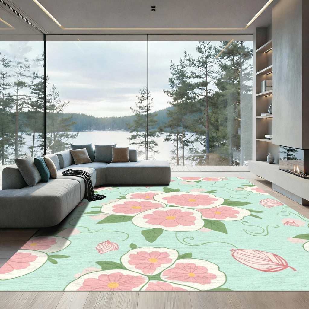 Sweet Pink Blossom Cluster Rug