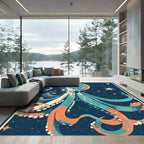 Cosmic Octopus Celestial Starry Night Rug