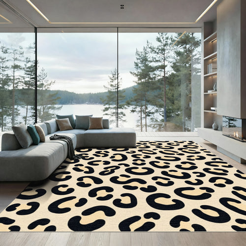 Bold Black Leopard Spots Rug