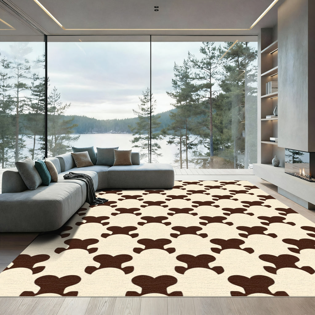 Dark Brown Bone Shape Arrangement Rug