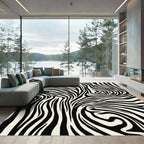 Monochromatic Black White Zebra Stripes Rug