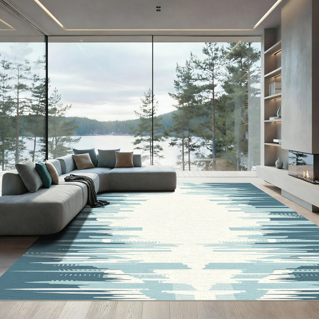Abstract Blue Horizon Horizon Fragment Rug