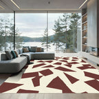 Deep Crimson Irregular Shapes Rug